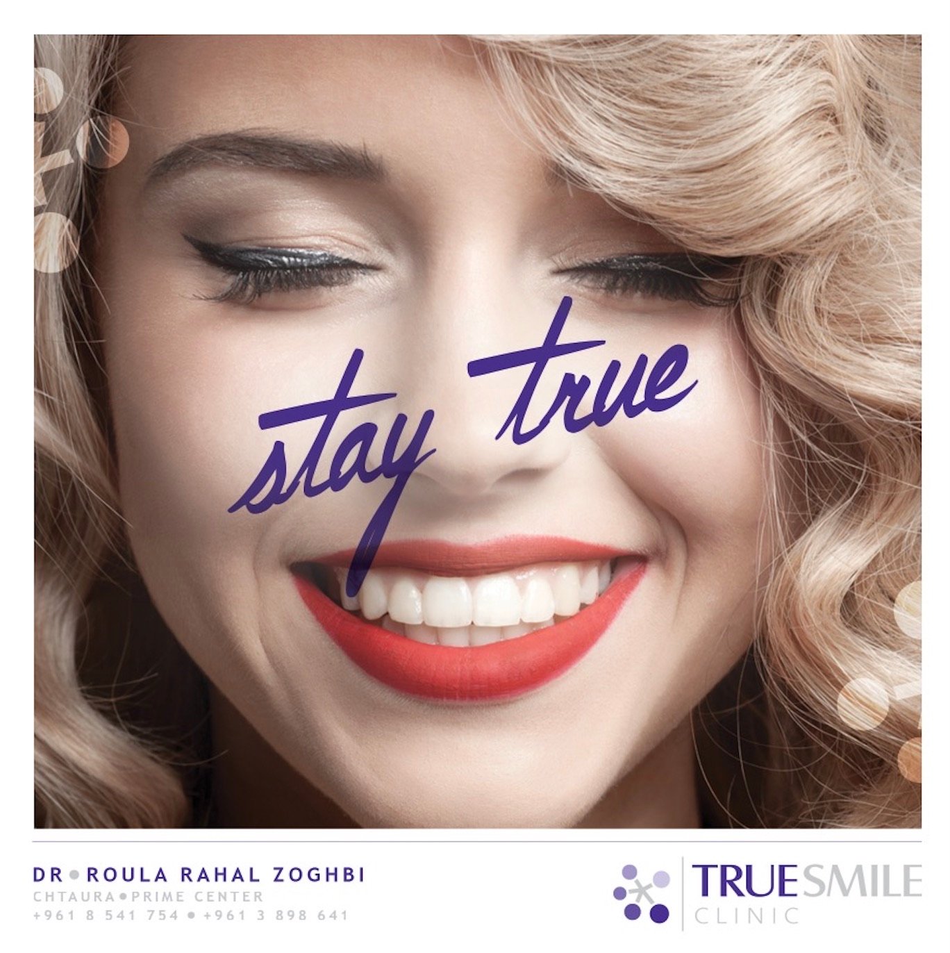 A brand campaign post that says Stay True.